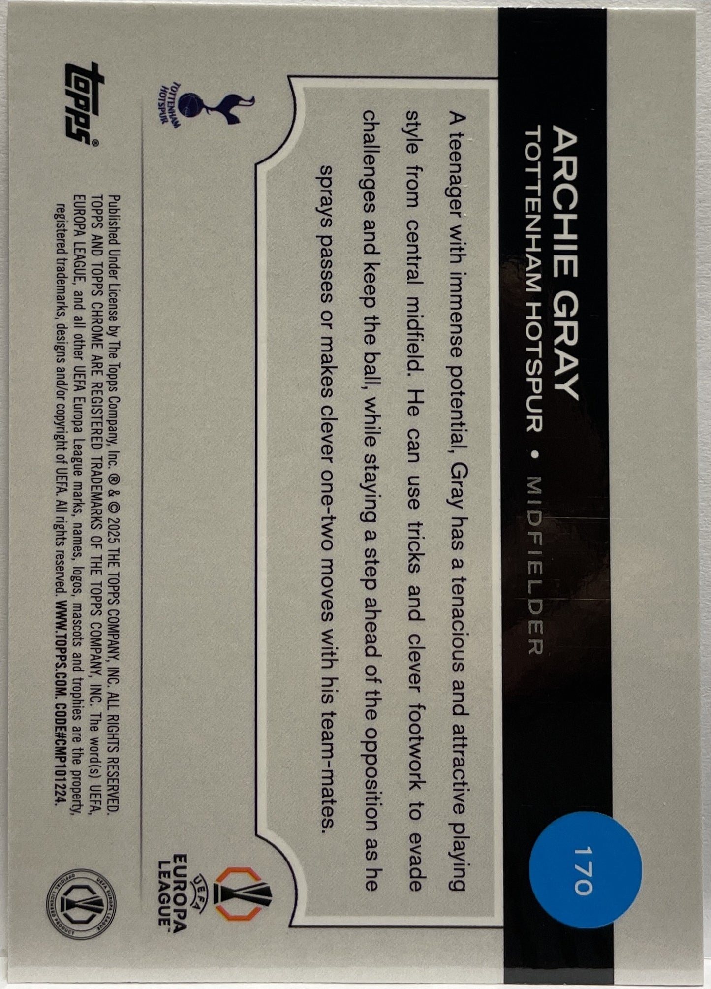 Archie Gray 31/225 Rookie Night Vision RayWave Topps Chrome UCC 2024/25