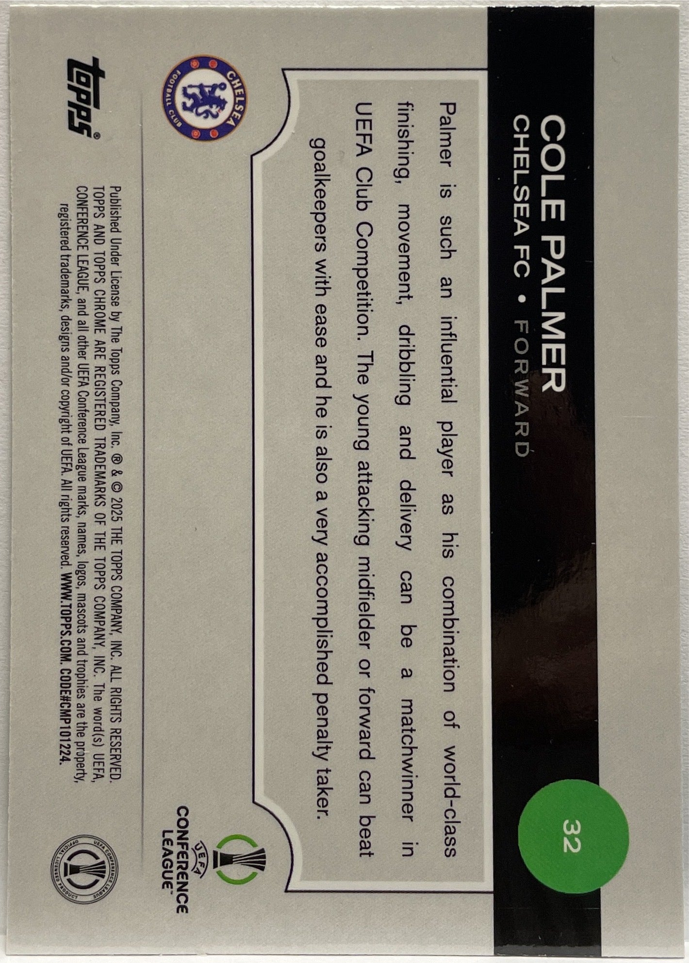 Cole Palmer 34/99 Green Topps Chrome UCC 2024/25