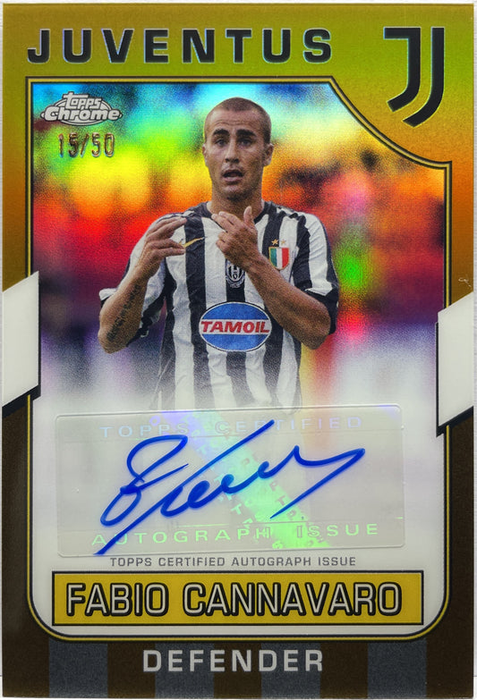 Fabio Cannavaro 15/50 Autograph Gold Topps Chrome Juventus 2022/23