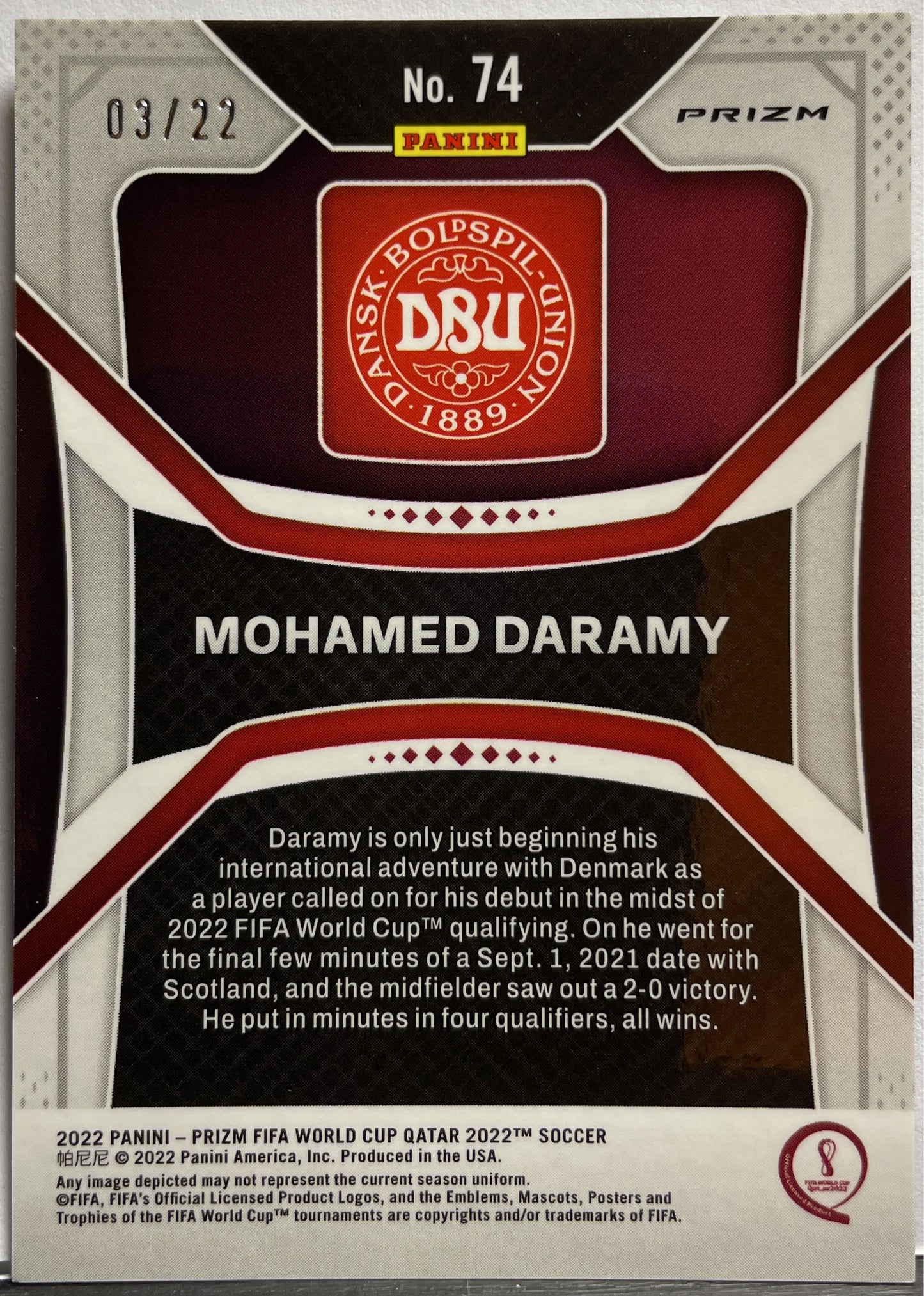 Mohamed Daramy 3/22 Rookie Prizm Fifa World Cup 2022