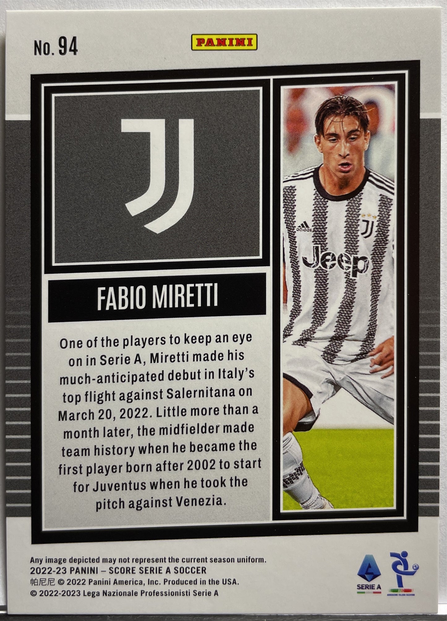 Fabio Miretti 6/10 Rookie Gold Score Serie A 2022/23