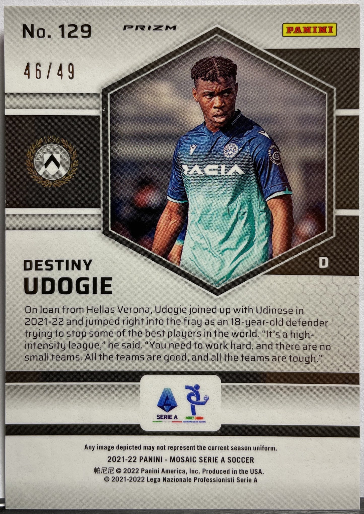 Destiny Udogie 46/49 Rookie Purple Mosaic Serie A 2021/22