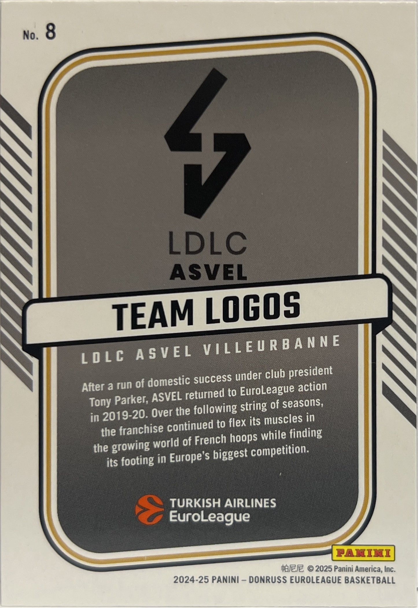 LDLC Asvel Team Logo 2/25 Donruss Euroleague Basketball 2024/25