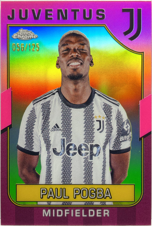 Paul Pogba 56/125 Pink Topps Chrome Juventus 2022/23