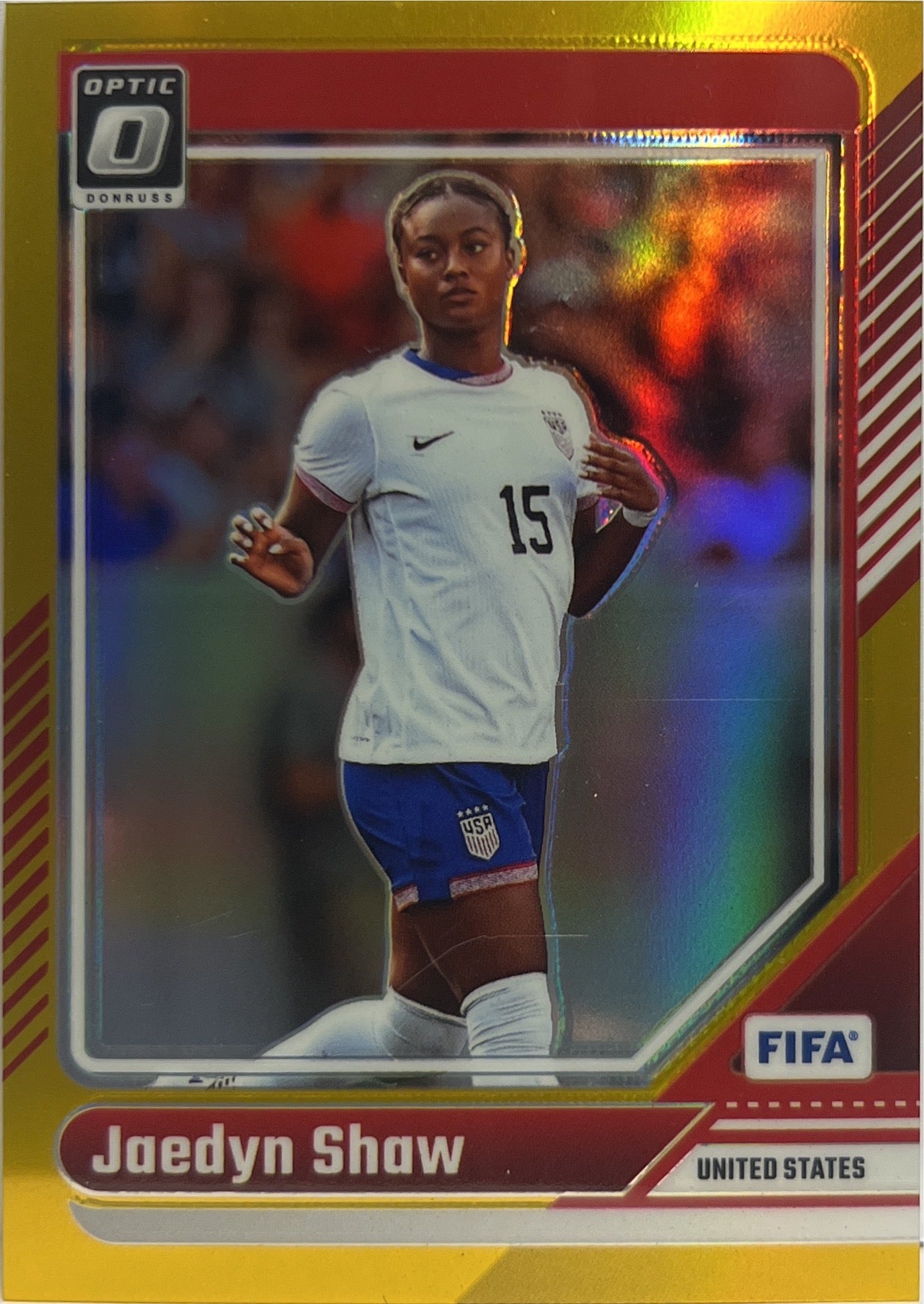 Jaedyn Shaw 3/10 Optic Gold Donruss Fifa 2024/25