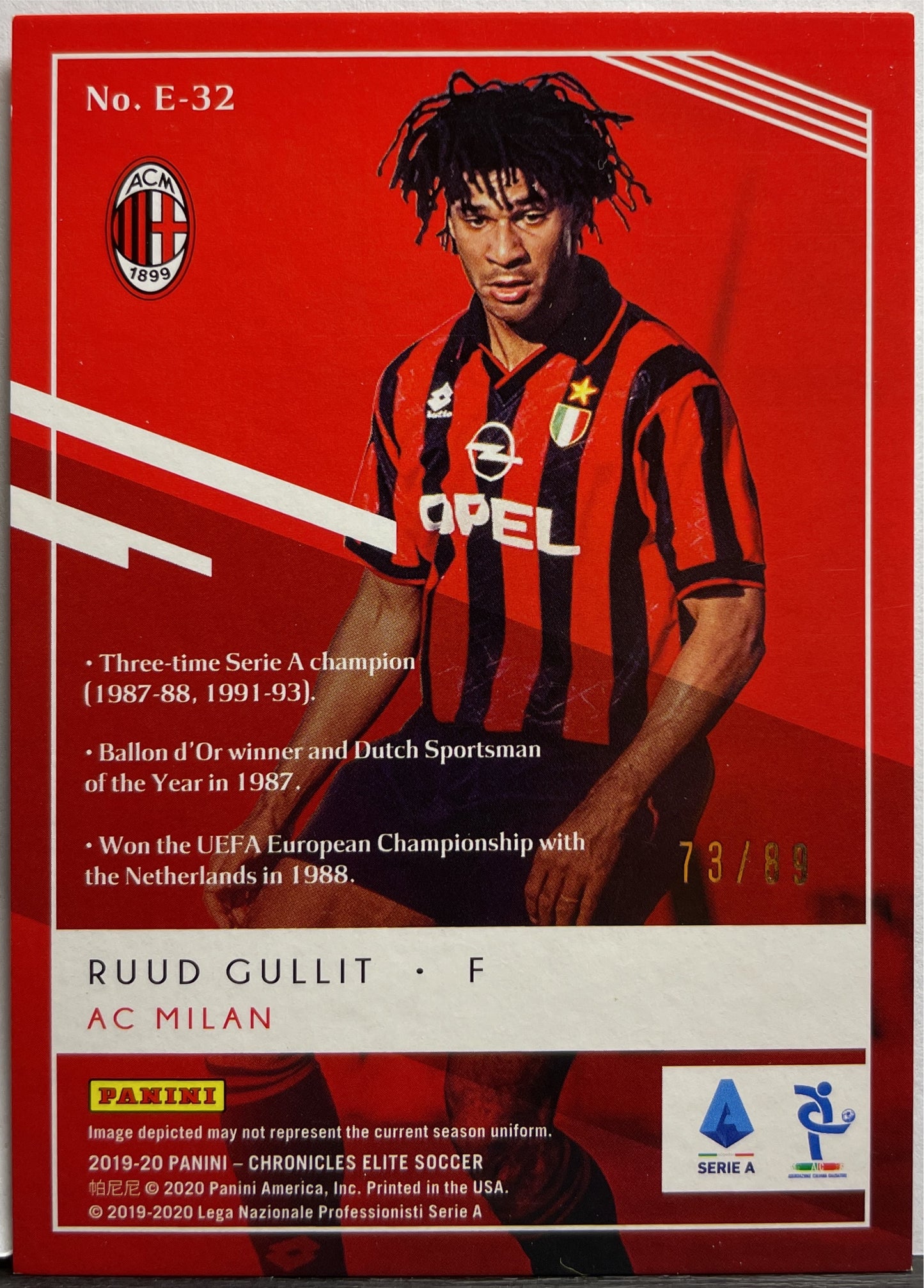 Ruud Gullit 73/89 Donruss Elite Chronicles Serie A 2019/20