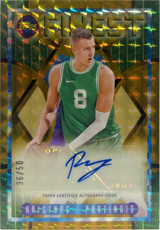 Kristaps Porzingis 36/50 Autograph Flashback Gold Geometric Topps Finest NBA Basketball 2023/24