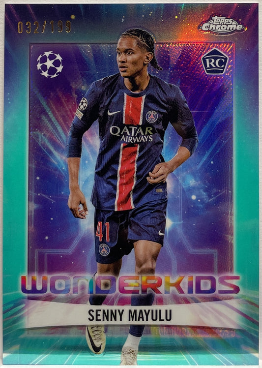Senny Mayulu 32/199 Rookie Wonderkids Aqua Topps Chrome UCC 2024/25