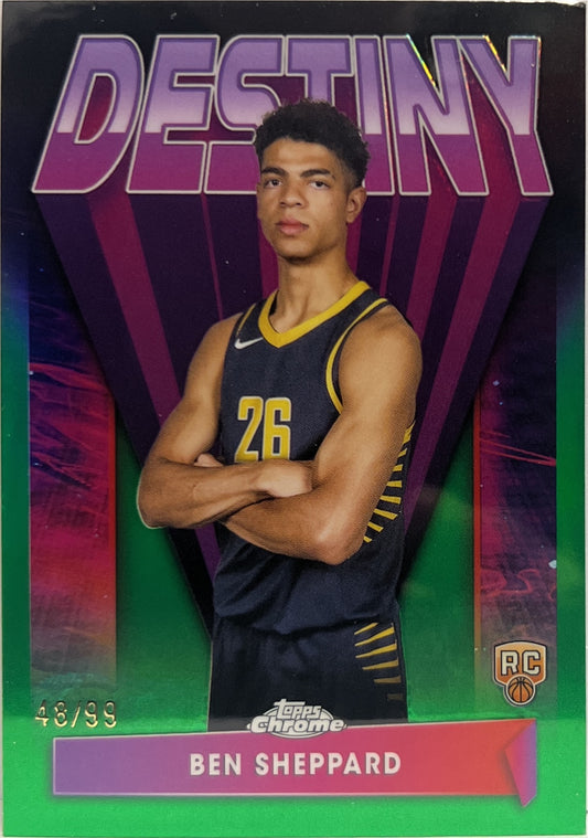 Ben Sheppard 48/99 Rookie Destiny Green Topps Chrome Basketball NBA 2023/24