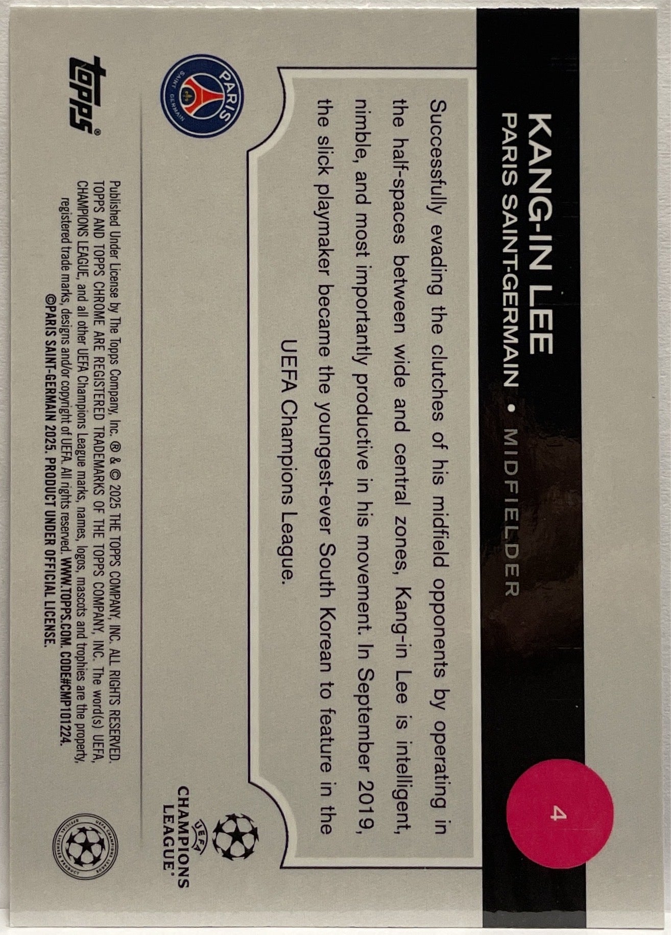 Kang In Lee 227/299 Violet Topps Chrome UCC 2024/25