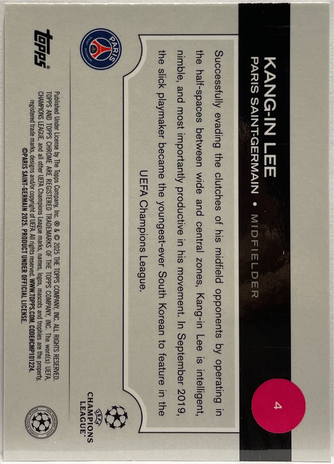 Kang In Lee 289/299 Violet Topps Chrome UCC 2024/25