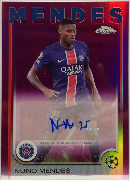 Nuno Mendes 73/75 Autograph Magenta Topps Chrome UCC 2024/25