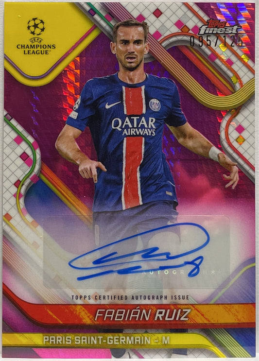 Fabian Ruiz 95/125 Autograph Pink Prism Topps Finest UCC 2024/25