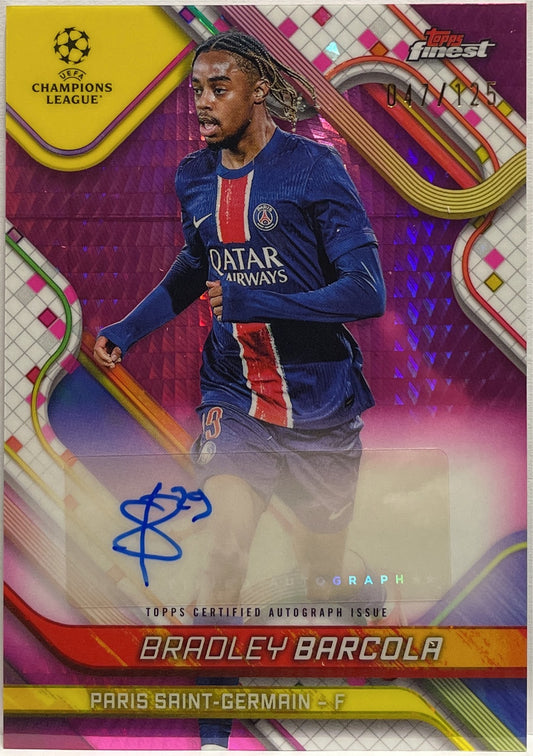 Bradley Barcola 47/125 Autograph Pink Prism Topps Finest UCC 2024/25