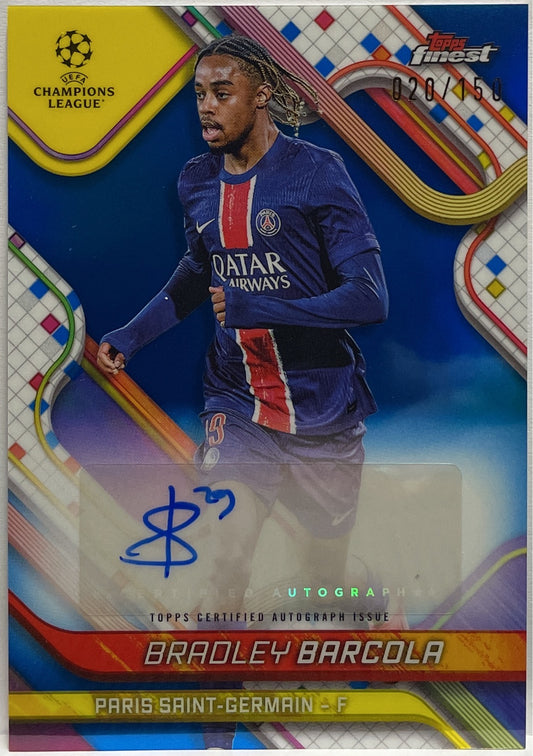 Bradley Barcola 20/150 Autograph Blue Topps Finest UCC 2024/25