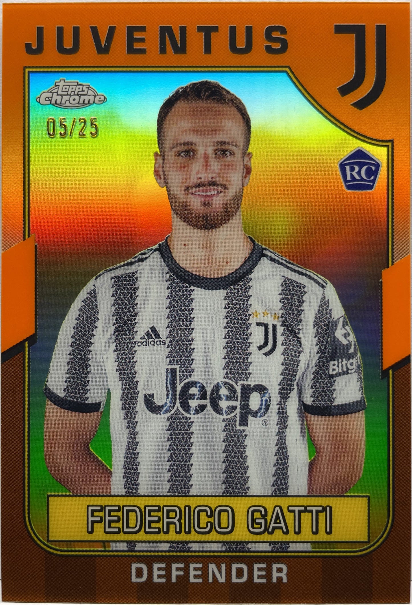 Federico Gatti 5/25 Rookie Orange Topps Chrome Juventus 2022/23