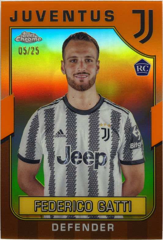 Federico Gatti 5/25 Rookie Orange Topps Chrome Juventus 2022/23