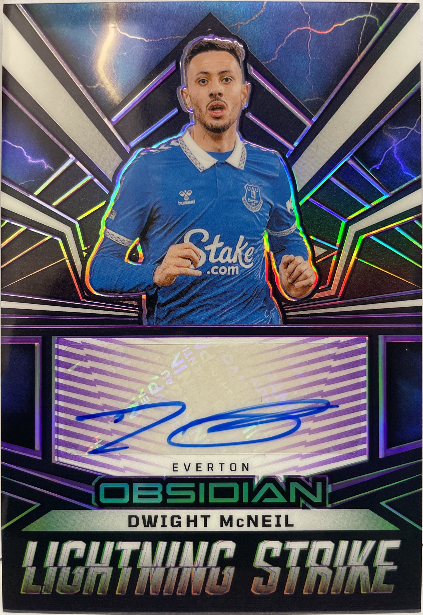 Dwight McNeil 1/50 Autograph Lightning Strike Electric Etch Purple Obsidian 2023/24