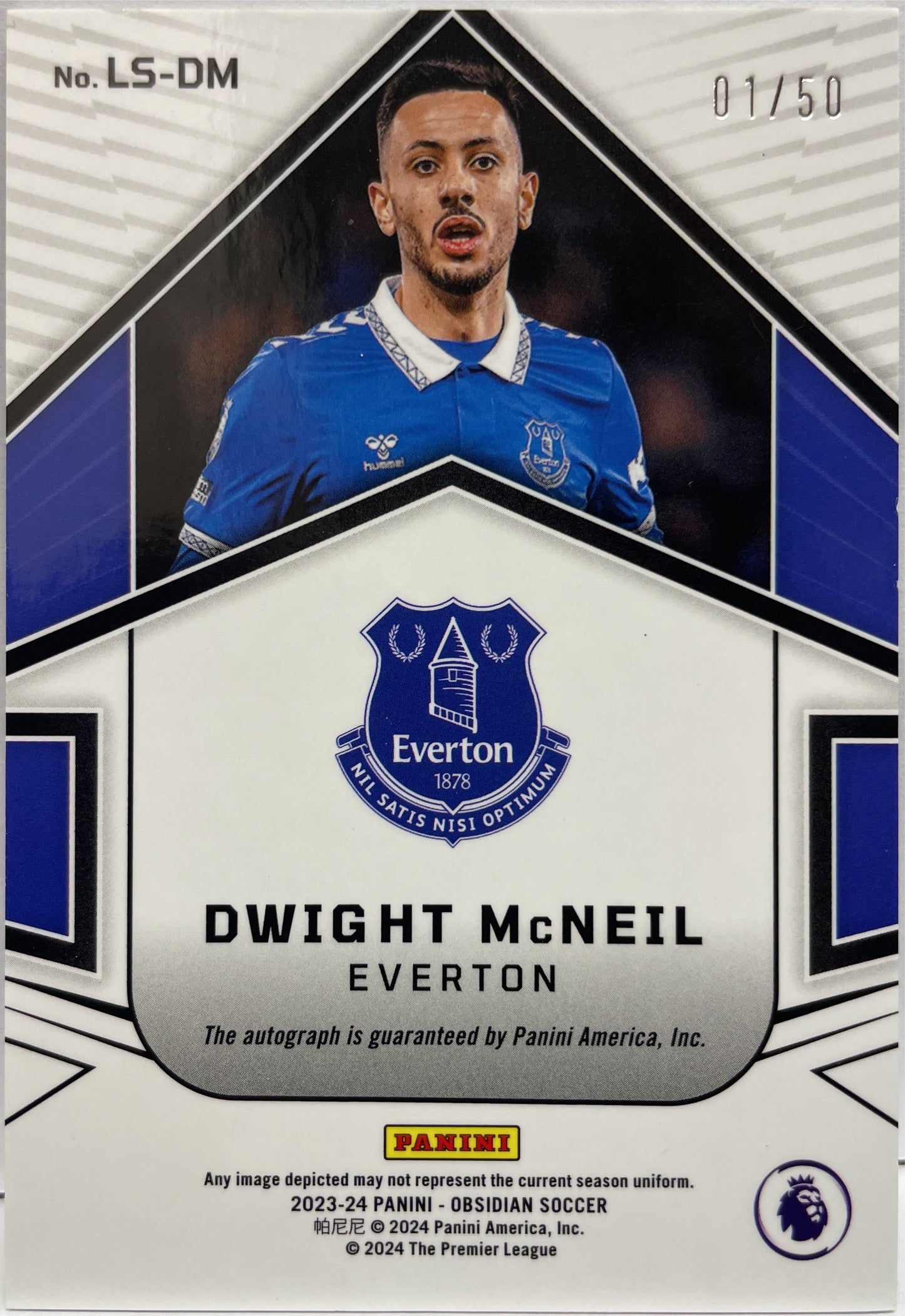 Dwight McNeil 1/50 Autograph Lightning Strike Electric Etch Purple Obsidian 2023/24