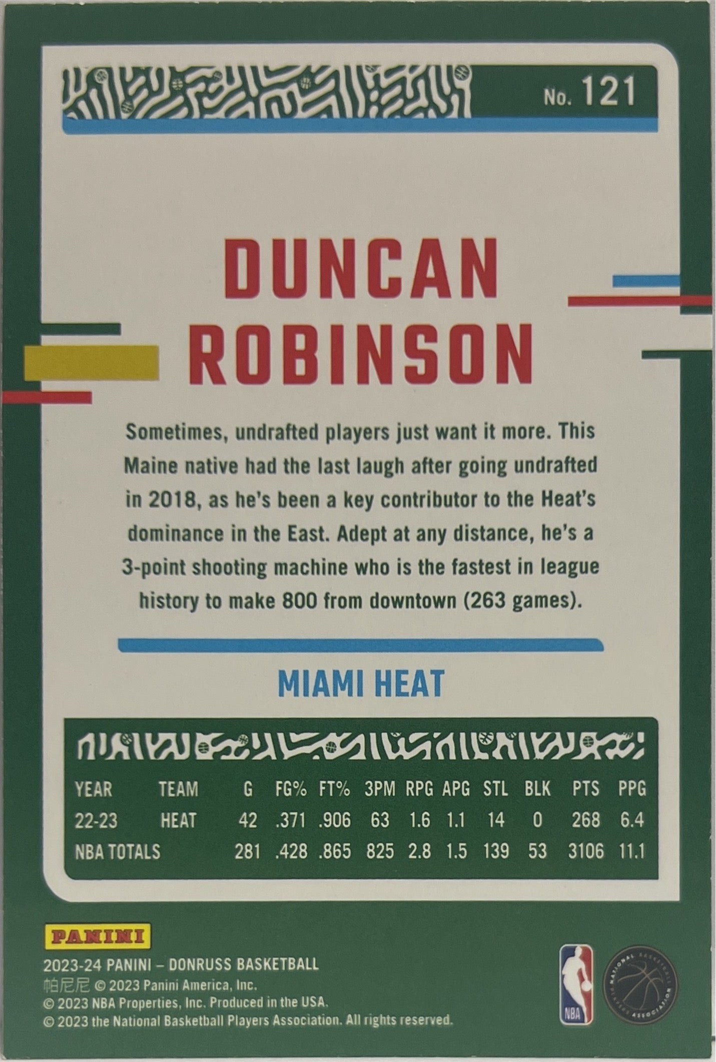 Duncan Robinson 26/49 BLue Mojo Donruss Basketball NBA 2023/24