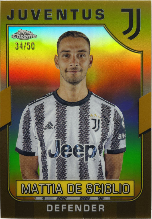 Mattia De Sciglio 34/50 Gold Topps Chrome Juventus 2022/23