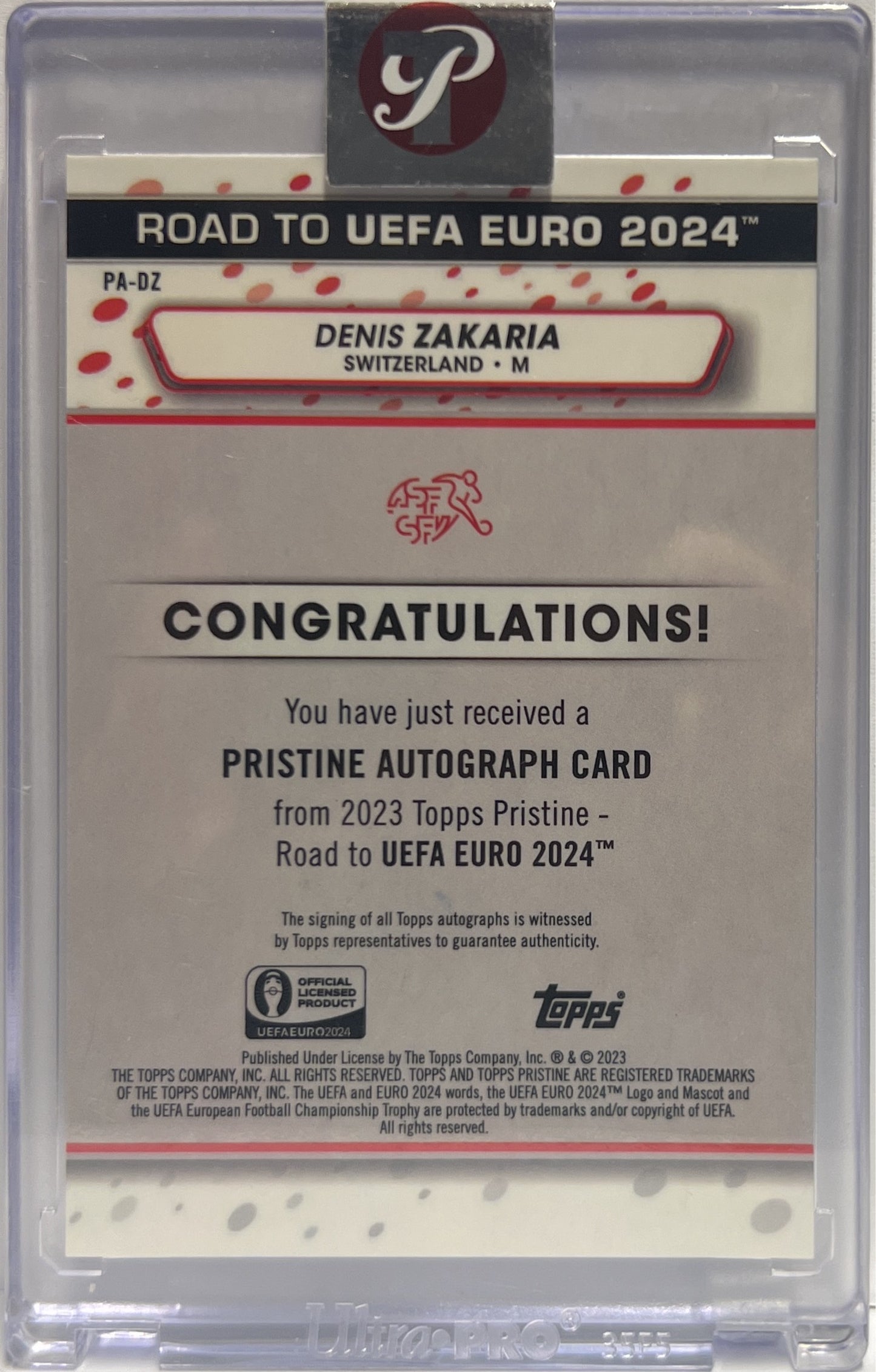 Denis Zakaria Autograph Topps Pristine Road To Euro 2024