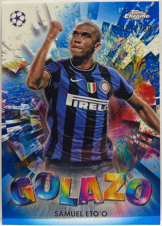 Samuel Eto'O 77/150 Golazo Blue Topps Chrome UCC 2024/25