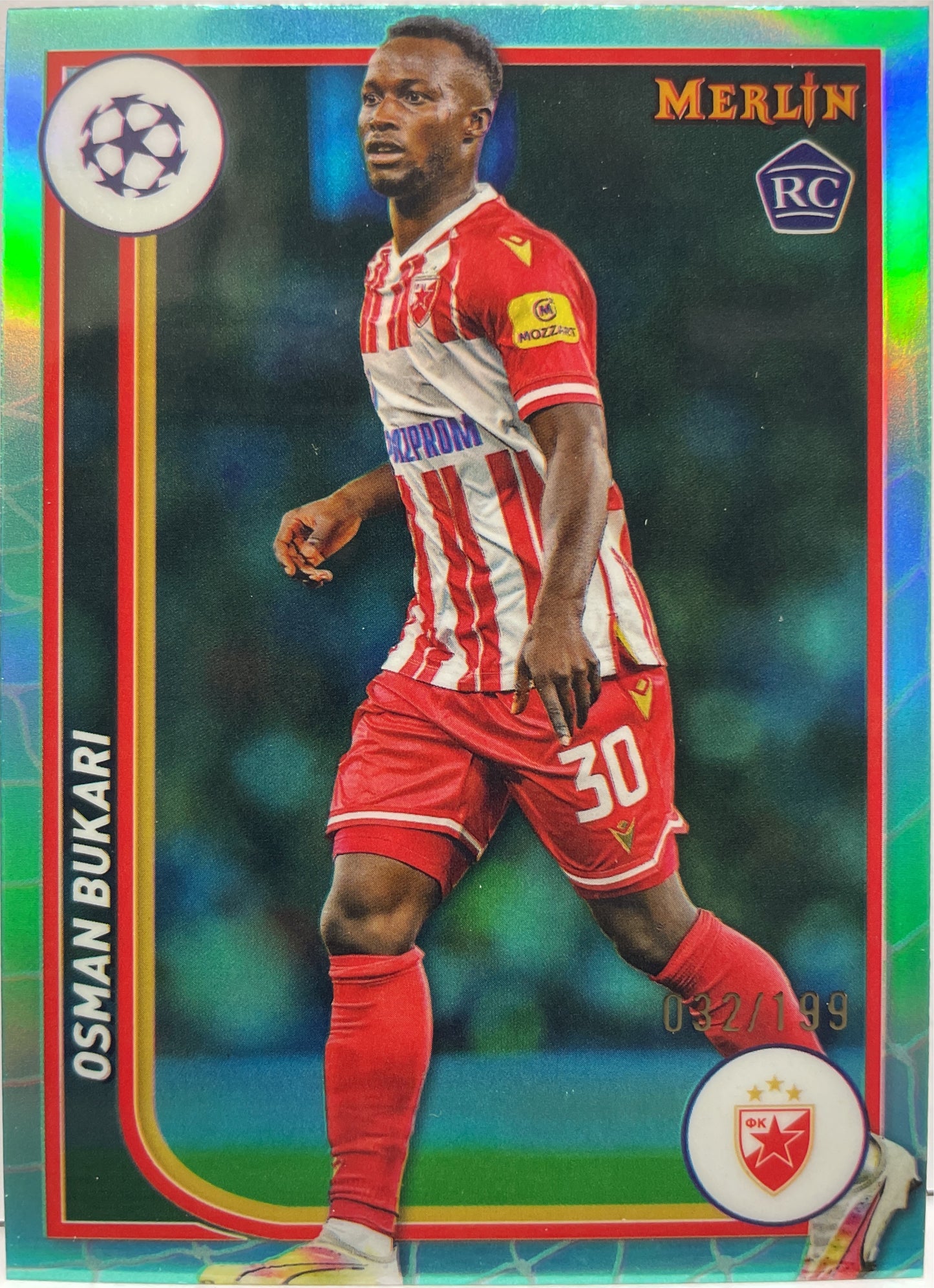 Osman Bukari 32/199 Rookie Aqua Topps Chrome Merlin UCC 2023/24
