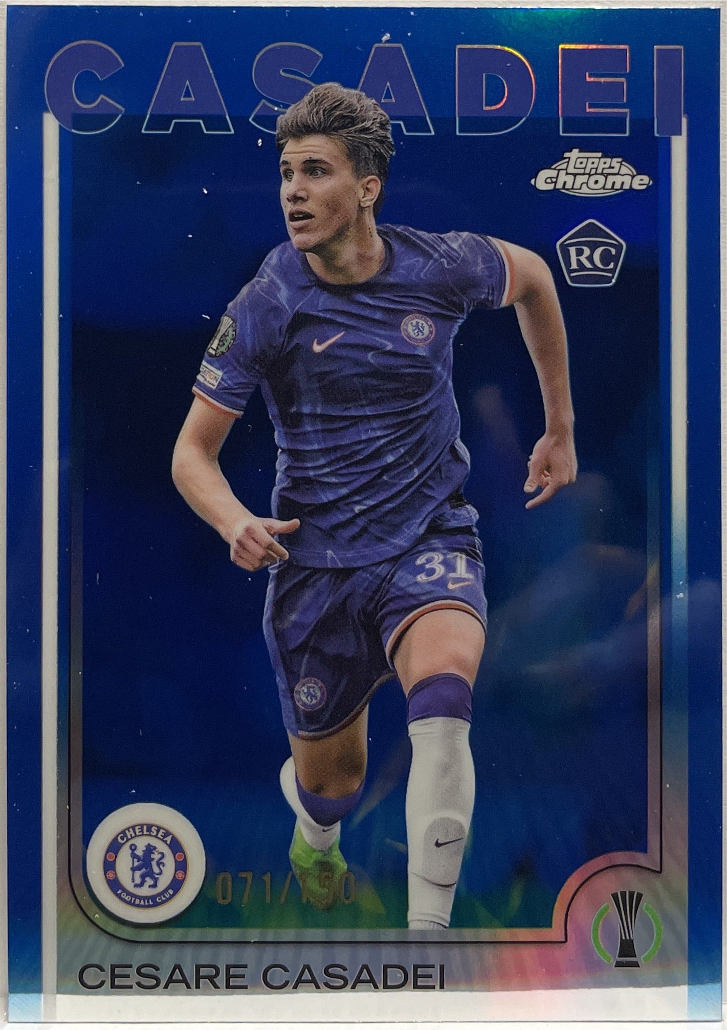 Cesare Casadei 71/150 Rookie Blue Topps Chrome UCC 2024/25
