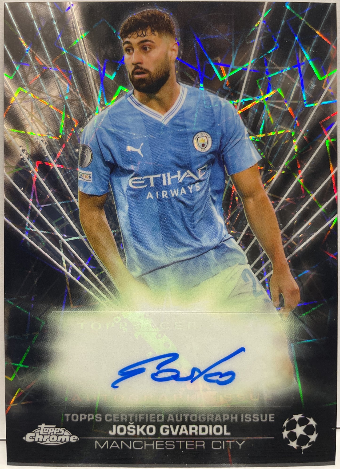 Josko Gvardiol Autograph Black Lazer Topps Chrome UCC 2023/24