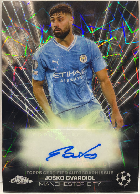 Josko Gvardiol Autograph Black Lazer Topps Chrome UCC 2023/24