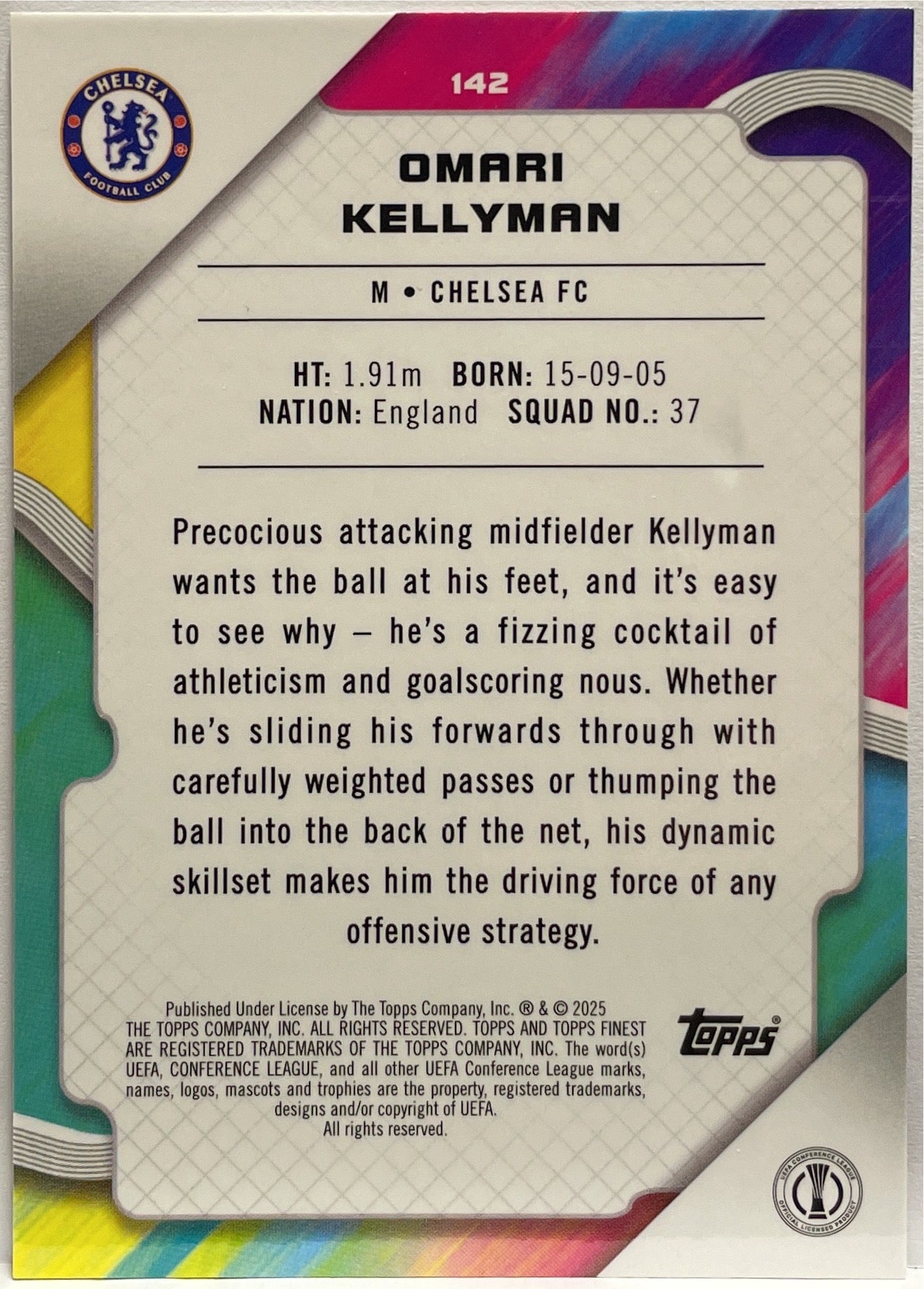 Omari Kellyman 22/125 Rookie Pink Prism Topps Finest UCC 2024/25