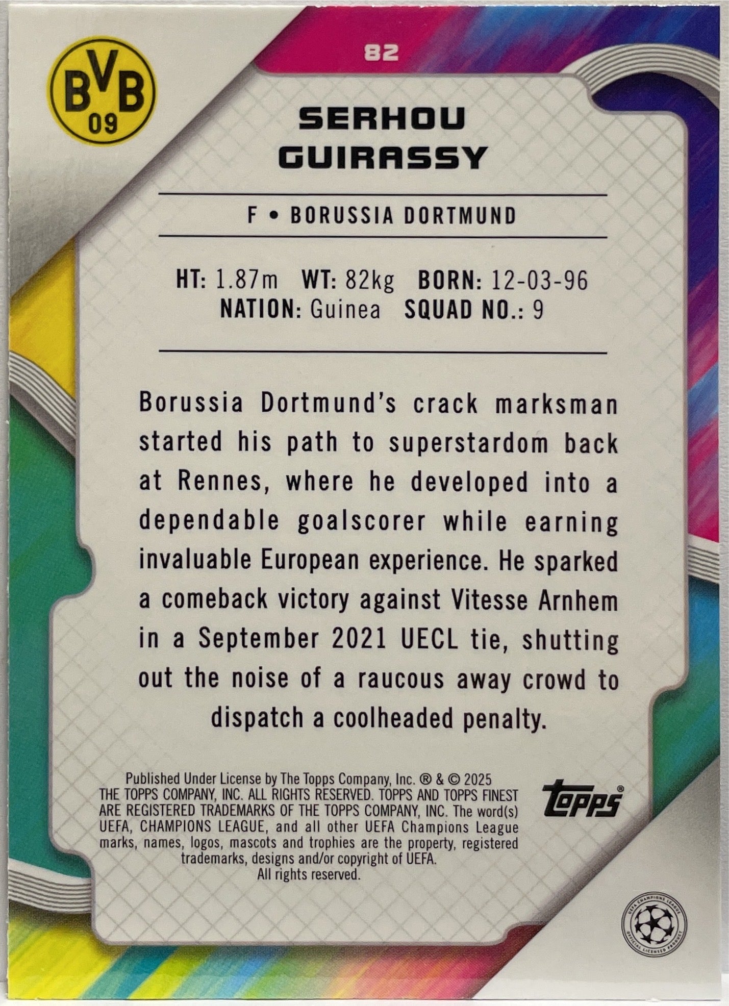 Serhou Guirassy 253/299 Purple Topps Finest UCC 2024/25
