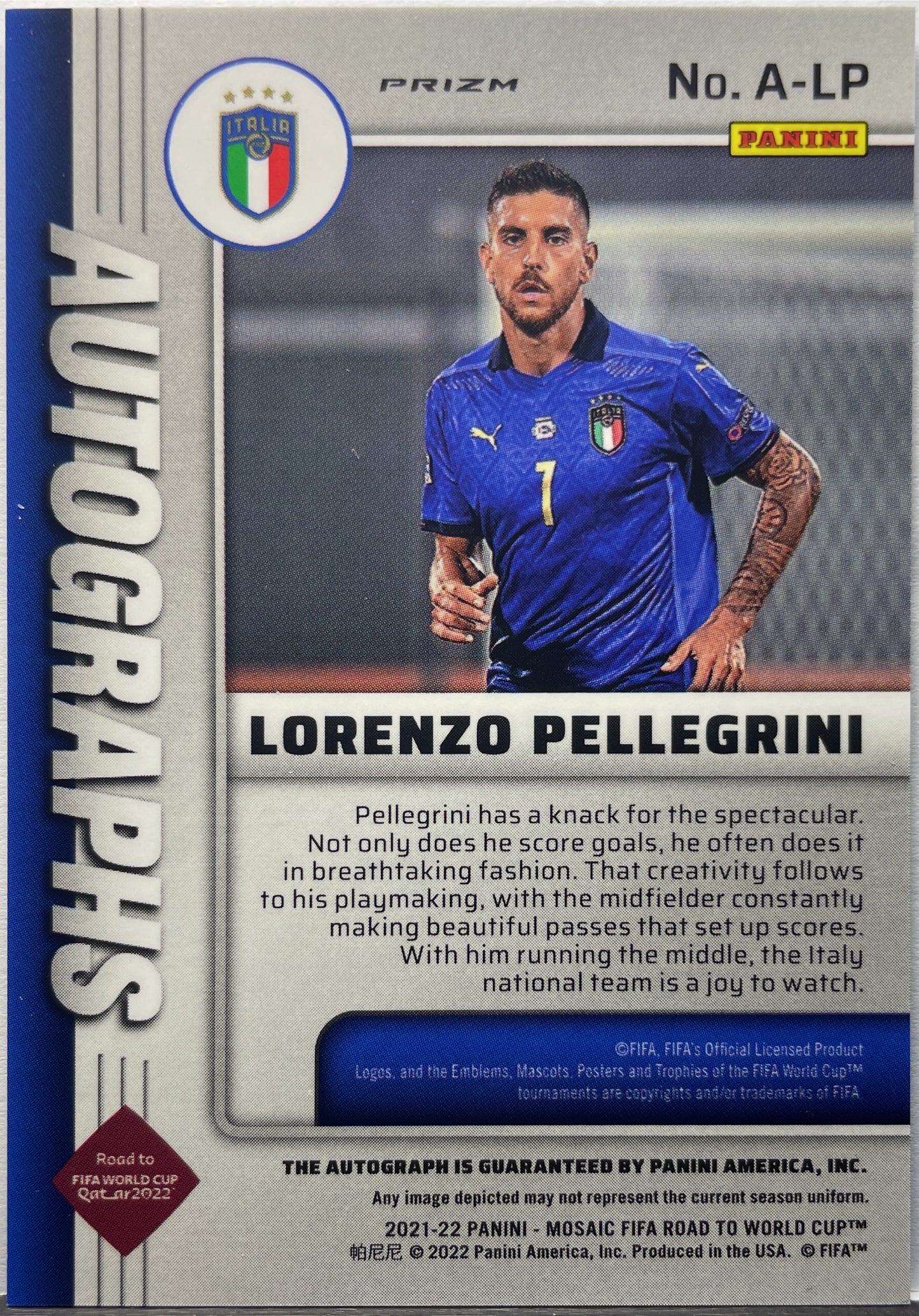 Lorenzo Pellegrini Autograph Mosaic Road To Qatar 2021/22