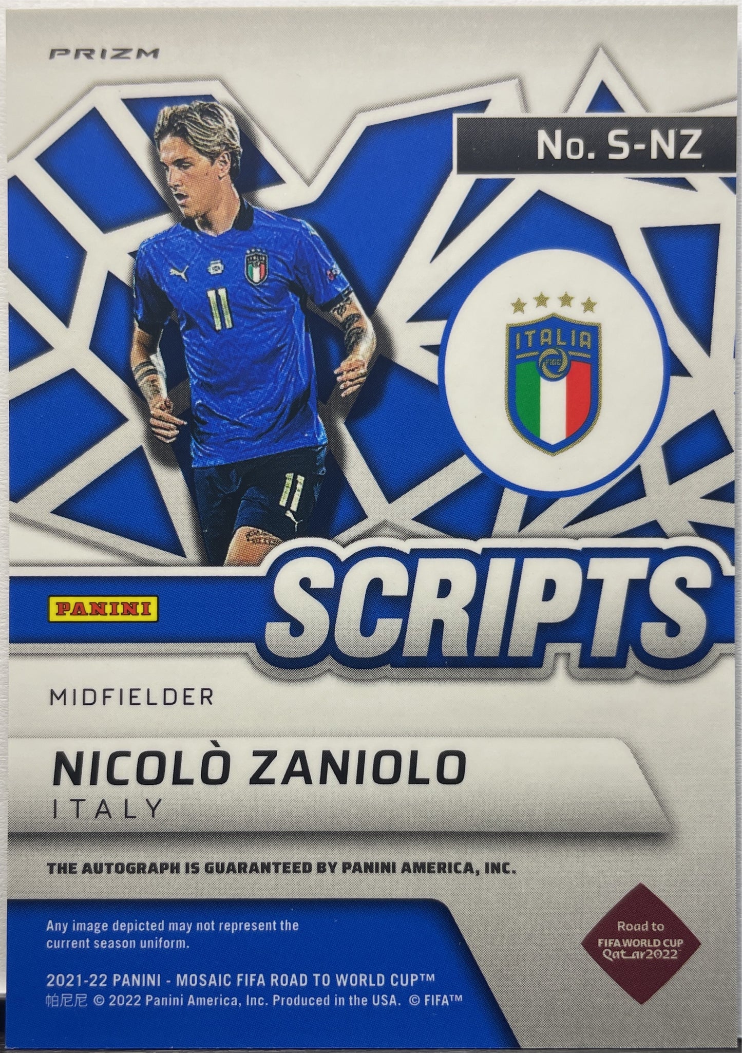 Nicolo Zaniolo Autograph Mosaic Road To Qatar 2021/22