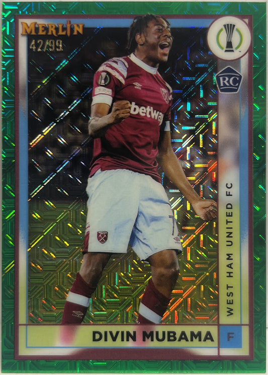 Divin Mubama 42/99 Rookie Green Mojo Topps Chrome Merlin 2022/23