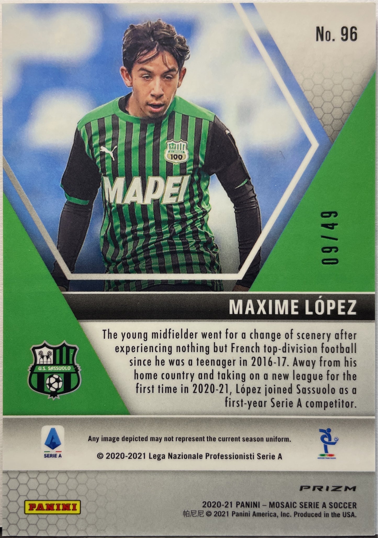 Maxime Lopez 9/49 Rookie Qatar  Mosaic Serie A 2020/21