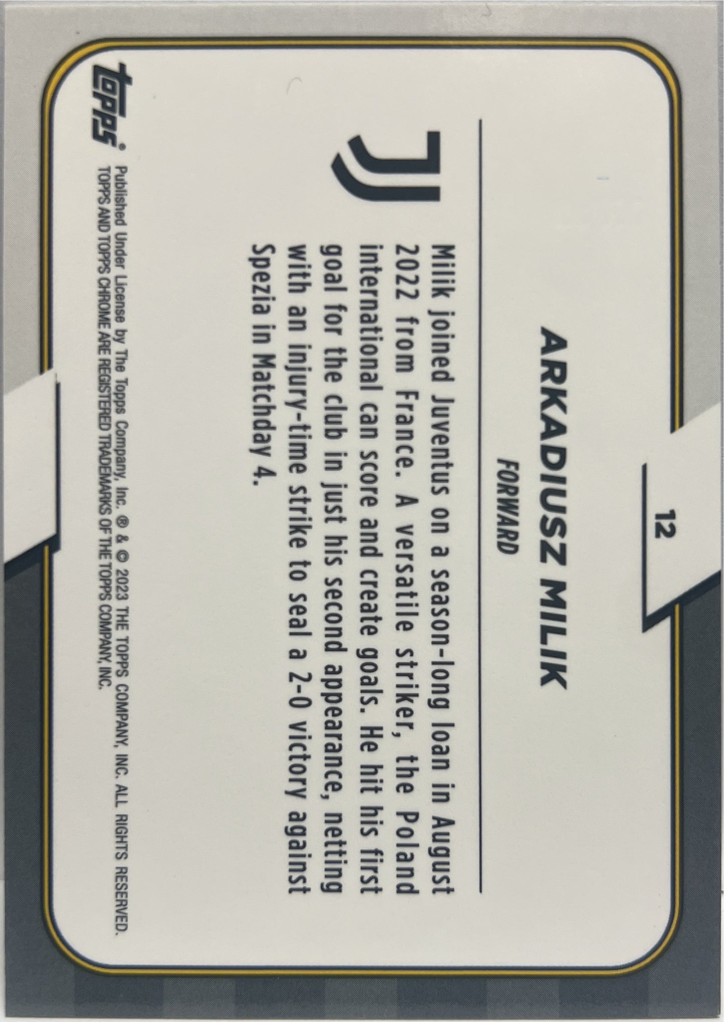Arkadiusz Milik 35/50 Gold Topps Chrome Juventus 2022/23