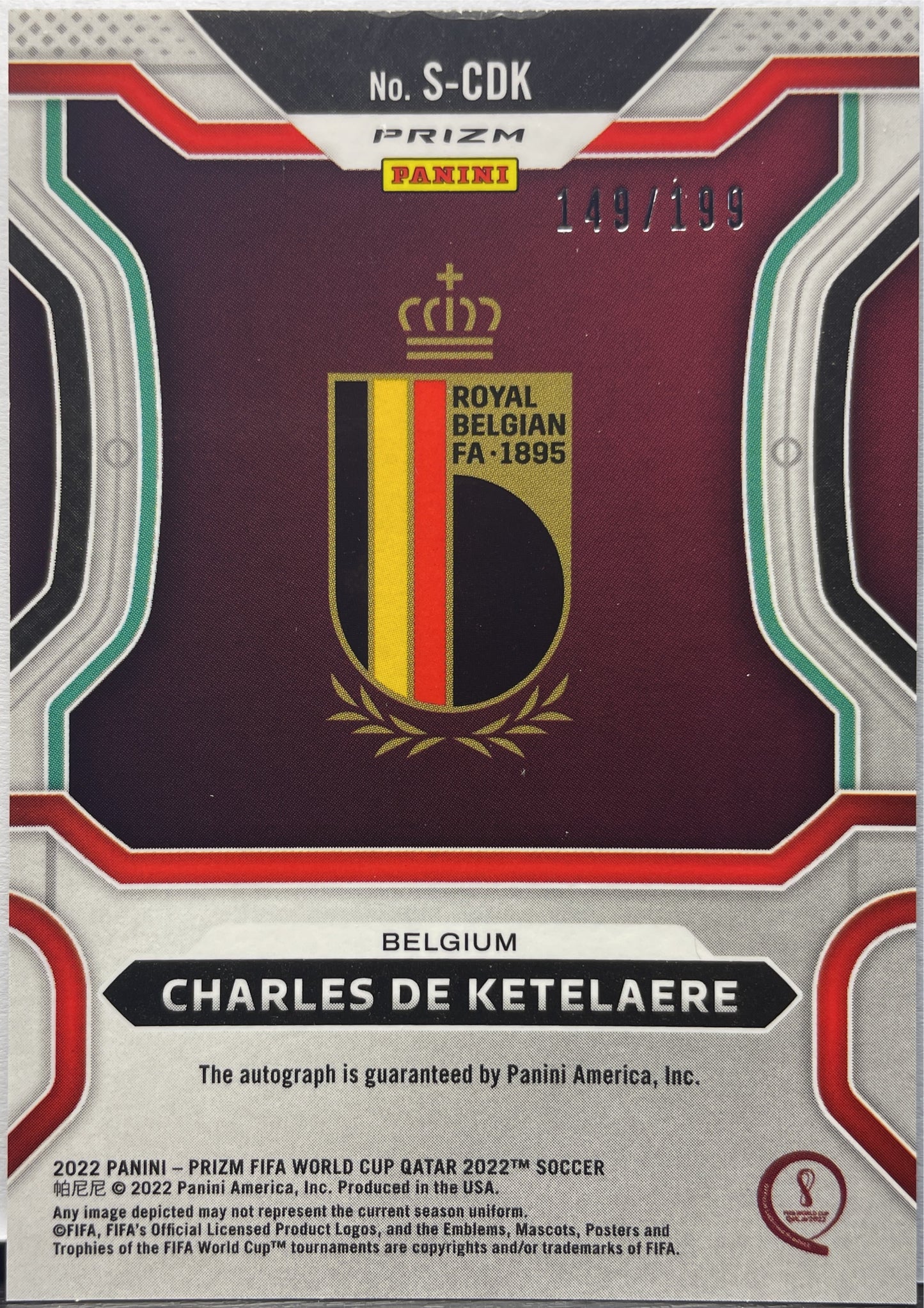 Charles De Ketelaere 149/199 Autograph Qatar 2022