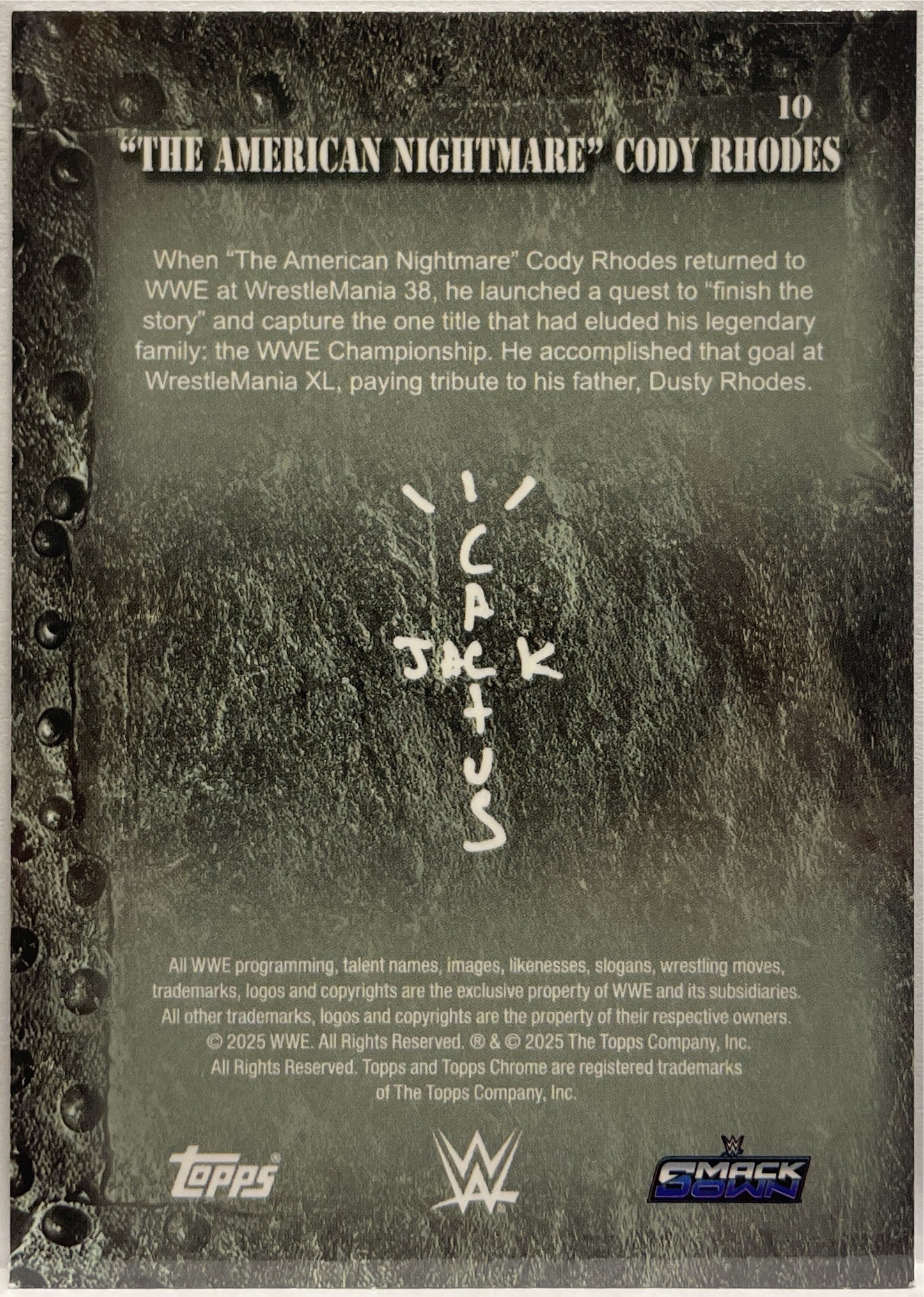 The American Nightmare Cody Rhodes 112/299 Topps Chrome WWE x Cactus Jack 2025