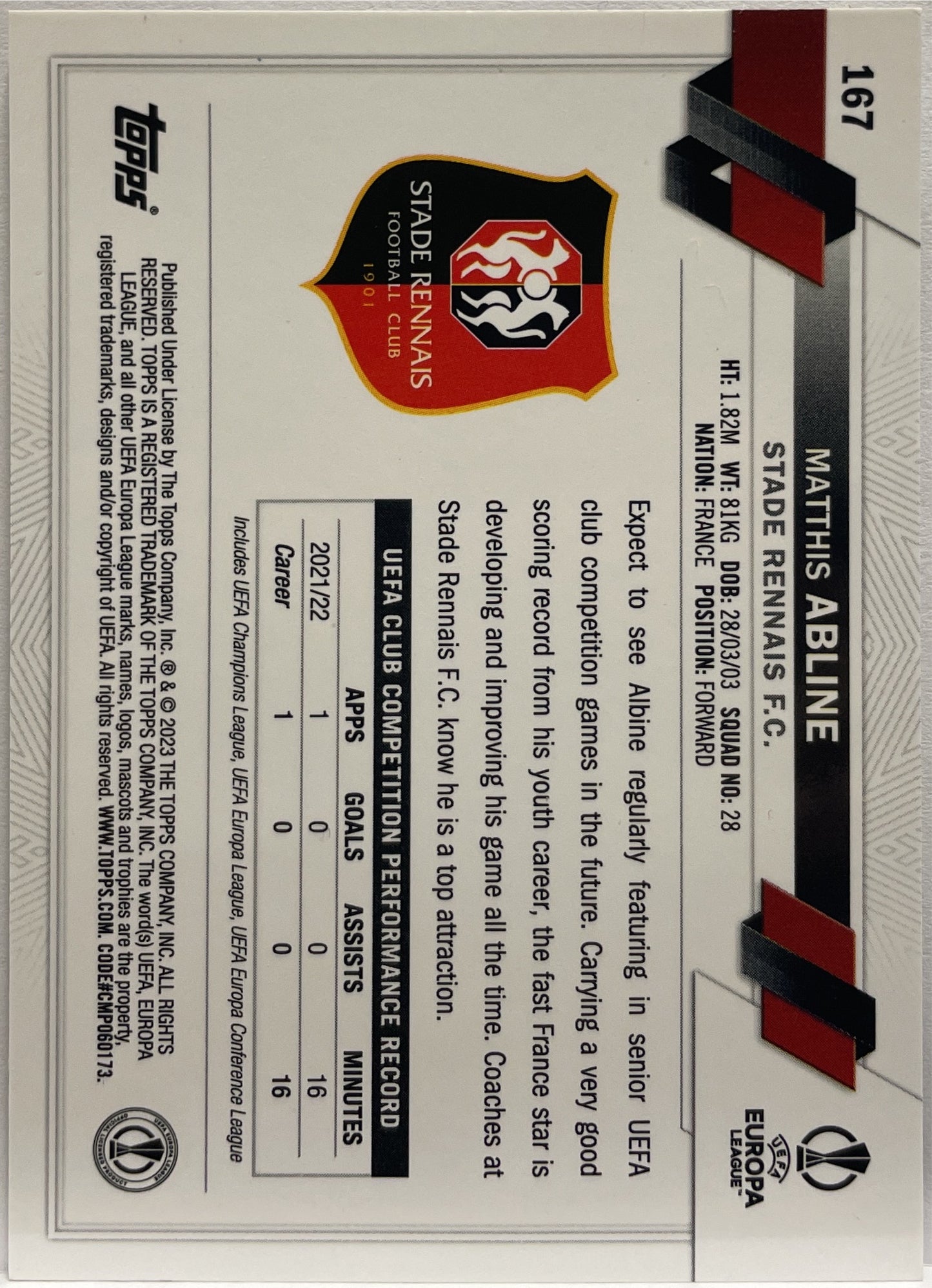 Matthis Abline Rookie Purple Gold Seismic Topps Chrome UCC 2022/23