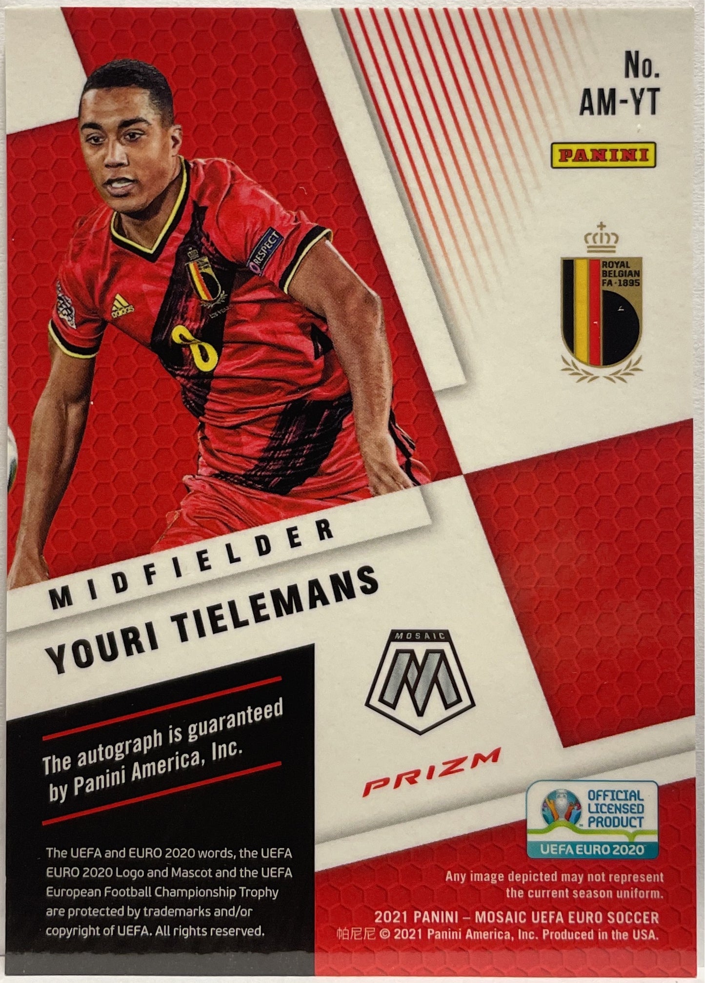 Youri Tielemans Autograph Scripts Mosaic Uefa Euro 2020