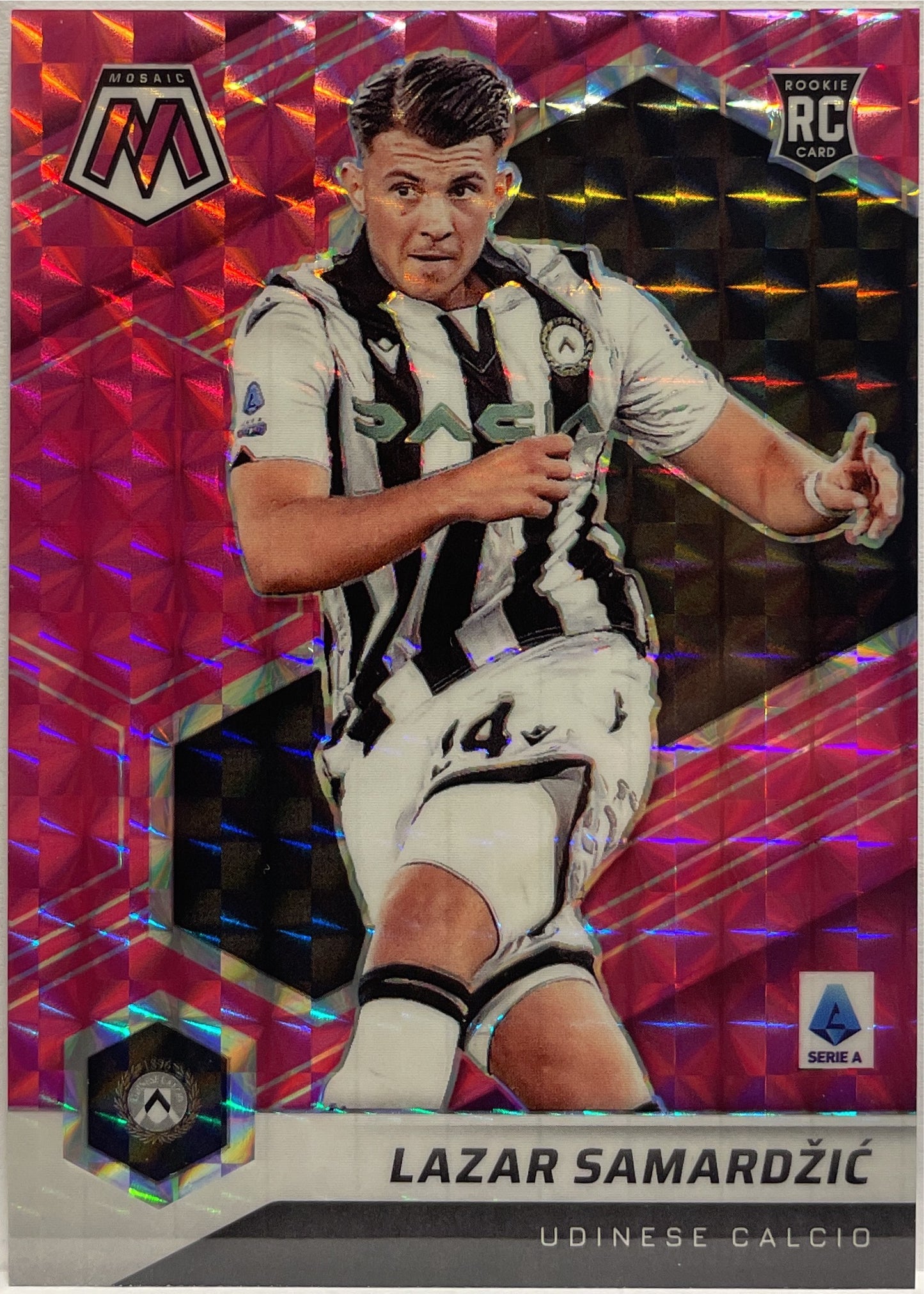 Lazar Samardzic 4/25 Rookie Pink Mosaic Serie A 2021/22