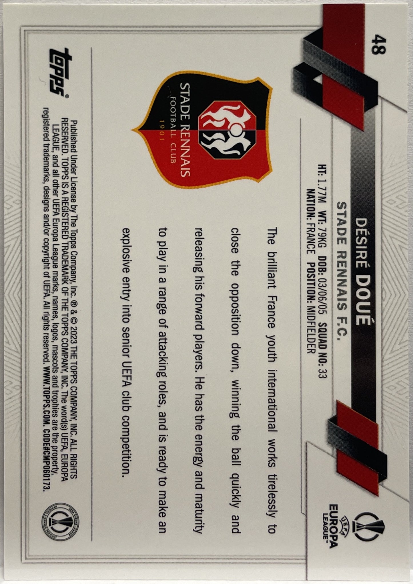 Desire Doue Rookie Topps Chrome UCC 2022/23