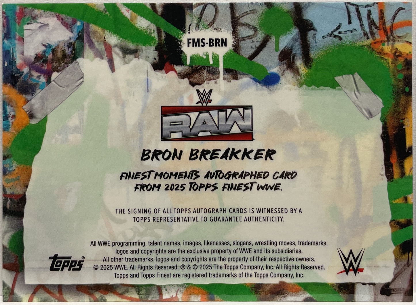 Bron Breakker 75/75 Autograph Blue Checkerboard Finest Moments Topps Finest WWE 2025