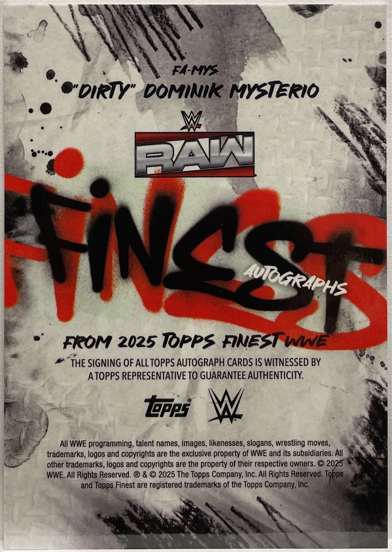 Dirty Dominik Mysterio Autograph On Card Topps Finest WWE 2025