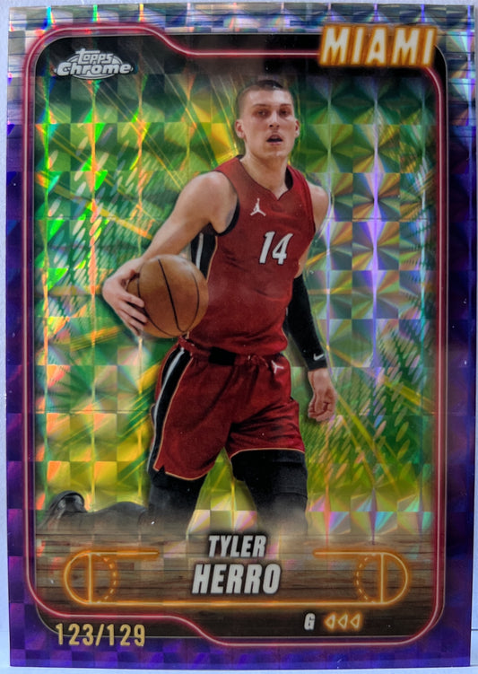 Tyler Herro 123/129 Purple Geometric Topps Chrome Basketball NBA 2024/25
