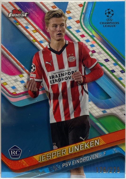 Jesper Uneken 176/275 Rookie Sky Blue Topps Finest UCC 2024/25