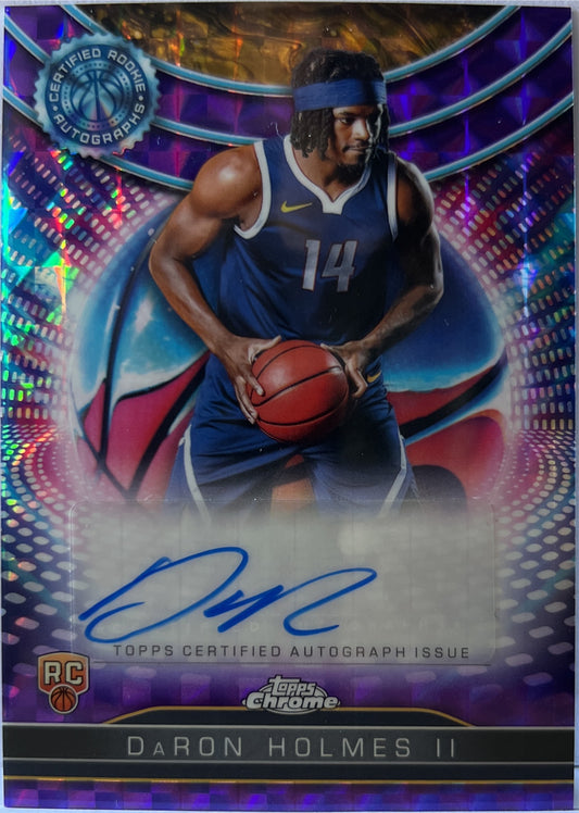 Daron Holmes II Certified Rookie Autograph Purple Geometric Topps Chrome Basketball NBA 2024/25
