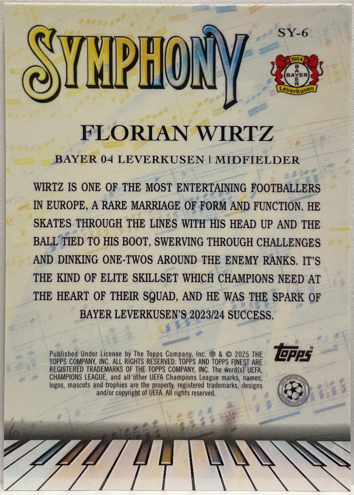 Florian Wirtz 173/299 Symphony Purple Topps Finest UCC 2024/25